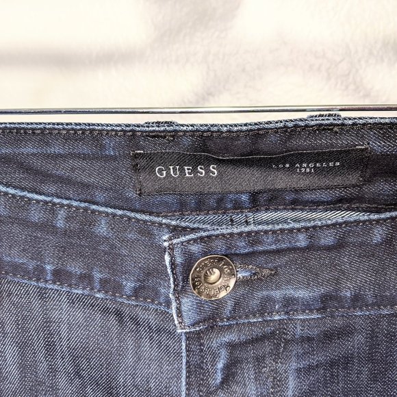 Guess Slim Straight Dark Blue Wash Denim Jeans - Picture 3 of 10